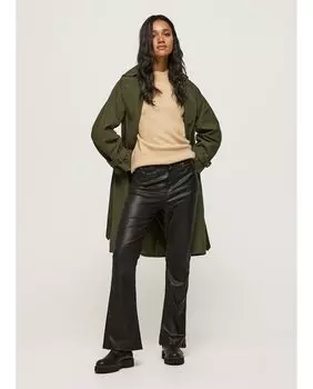 Женские расклешенные брюки с завышенной талией и эффектом кожи Pepe Jeans, черный