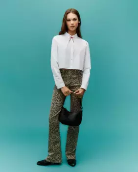 Женские расклешенные брюки с животным принтом Green Coast, коричневый