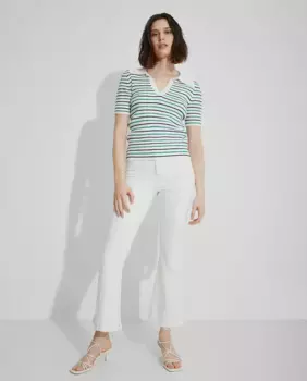 Женские расклешенные брюки со средней посадкой и центральной резинкой Nalle, белый