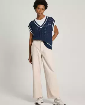 Женские расклешенные брюки средней посадки, окрашенные в готовом виде Pepe Jeans, цвет Crema