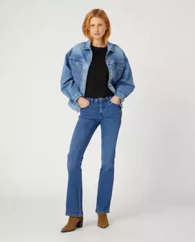 Женские расклешенные джинсы Bootcut средней посадки синего цвета Wrangler, синий