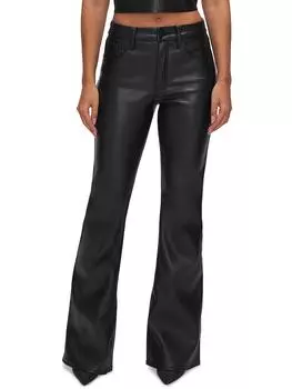 Женские расклешенные джинсы из искусственной кожи GOOD AMERICAN, черный
