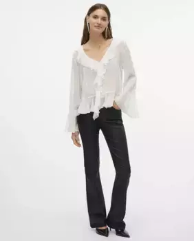 Женские расклешенные джинсы с эффектом искусственной кожи Vero Moda, черный