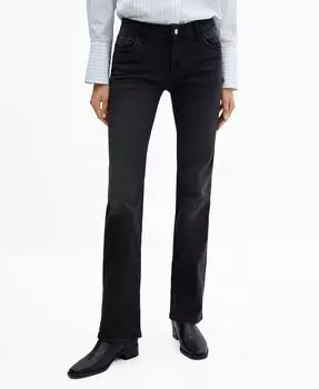 Женские расклешенные джинсы с низкой посадкой MANGO, черный
