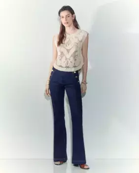 Женские расклешенные джинсы с высокой талией Tintoretto, синий индиго