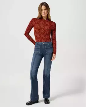 Женские расклешенные джинсы со средней посадкой и накладными карманами Wrangler, синий