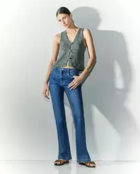 Женские расклешенные джинсы со средней посадкой и 5 карманами Tintoretto, бледно-голубой