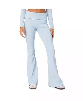 Женские расклешенные леггинсы в рубчик для кофе-брейка Edikted, синий