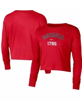 Женские red georgia bulldogs est. укороченная футболка с длинным рукавом Nike, красный