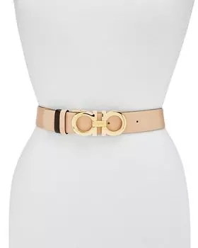 Женские регулируемые брюки Salvatore &; Двусторонний ремень Gancini Ferragamo, цвет Tan/Beige