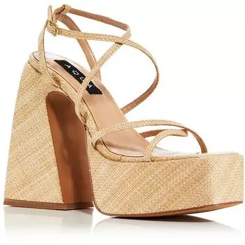 Женские регулируемые туфли с открытым носком и блочным каблуком Aqua, цвет raffia