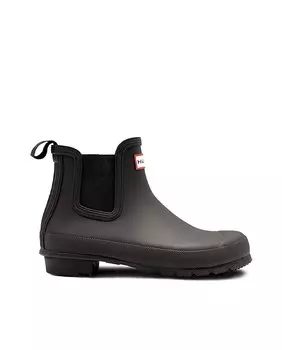 Женские резиновые сапоги с эластичными боками черного цвета Hunter, черный