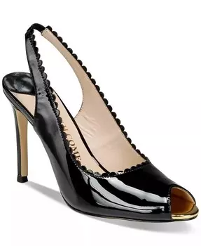 Женские роскошные туфли-лодочки Laura с открытым носком и пяткой на пятке с фестонами THINGS II COME, черный