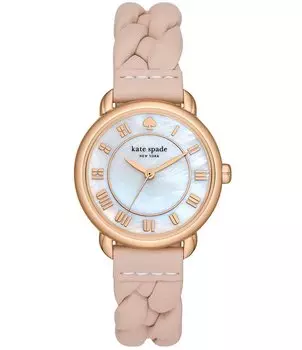 Женские розовые кожаные часы Kate Spade New York Lily Avenue с перламутровым циферблатом, розовый