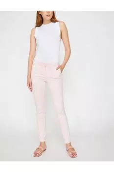 Женские розовые узкие брюки Koton, розовый