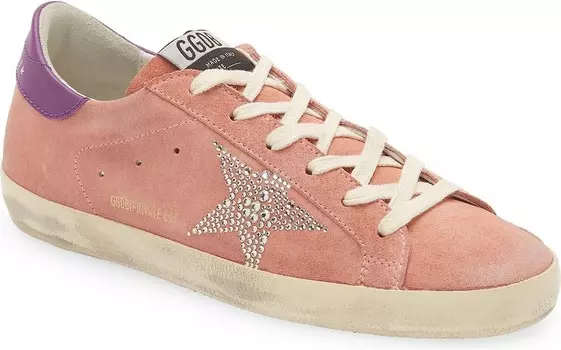 Женские розовые замшевые кроссовки Golden Goose Super Star, розовый