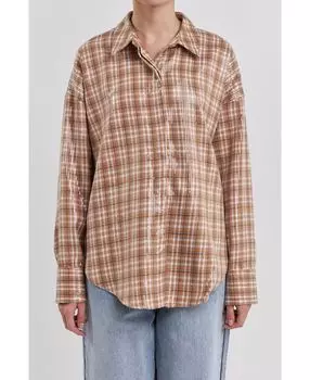 Женские рубашки в клетку с пайетками Grey Lab