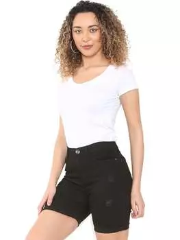 Женские рваные джинсовые шорты Enzo, черный