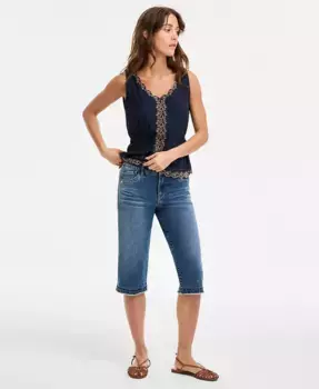 Женские рваные укороченные джинсы "Ab" Solution Skimmer Democracy, синий