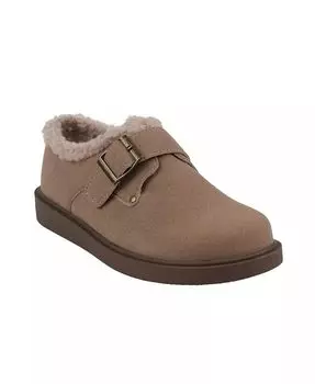 Женские сабо Ezra Shearling Buckle Clogs GC Shoes, коричневый/бежевый