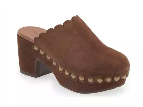 Женские сабо Gemini Scalloped из замши шоколадного цвета CHOCOLAT BLU, цвет chocolate suede