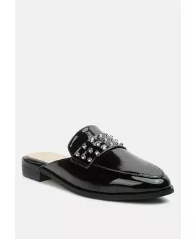 Женские сабо на плоской подошве с лакированными заклепками YASHTA Rag & Co, черный