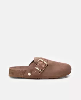 Женские сабо с декоративной пряжкой и резиновой подошвой Refresh, коричневый
