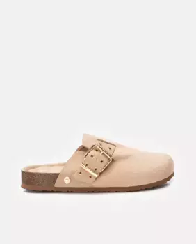 Женские сабо с декоративной пряжкой и резиновой подошвой Refresh, бежевый