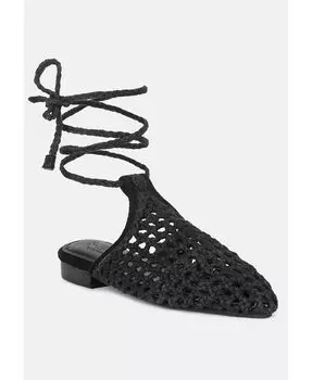 Женские сабо TUTSI на плоской подошве с сотовой тканью и завязками ручной работы Rag & Co, черный