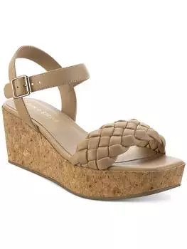 Женские сандалии Allvina из искусственной кожи с регулируемой танкеткой Sun + Stone, цвет tan smooth