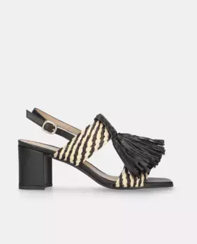 Женские сандалии Annie из кожи наппа с ремешками из рафии Mascar, цвет Estampado