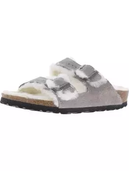 Женские сандалии Arizona из замши с подкладкой из искусственного меха Birkenstock, цвет stone coin