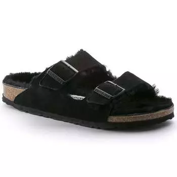 Женские сандалии Arizona Shearling черного цвета Birkenstock