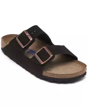Женские сандалии Arizona Soft Footbed из замши и кожи от Finish Line Birkenstock, коричневый