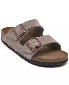 Женские сандалии Arizona Soft Footbed из замши и кожи от Finish Line Birkenstock, коричневый/бежевый