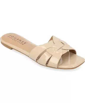 Женские сандалии Arrina на плоской подошве Journee Collection, тан/бежевый