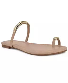 Женские сандалии Balon на плоской подошве с перемычкой на пальцах и ремешками Nine West, коричневый/бежевый