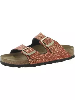 Женские сандалии без шнуровки Arizona BS на плоской подошве из искусственной кожи Birkenstock, цвет Shiny Python Red/Gold