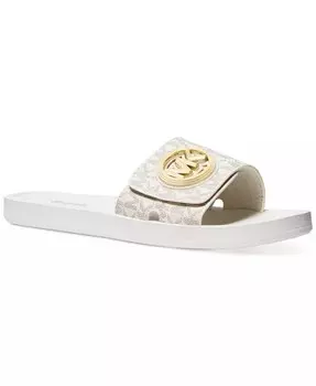 Женские сандалии без шнуровки на плоской подошве MK Charm Pool Michael Kors, белый