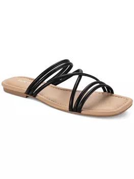 Женские сандалии без шнуровки Quinley с квадратным носком и ремешками Sun + Stone, цвет Black Smooth