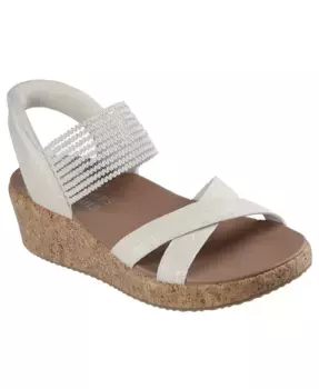 Женские сандалии без застежки Cali: Beverlee Lux Wedge от Finish Line Skechers, коричневый/бежевый