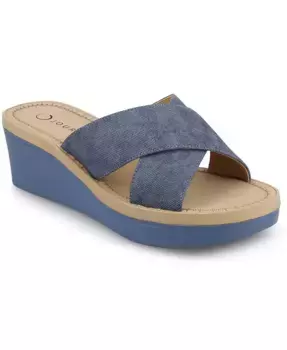 Женские сандалии Biara на платформе с перекрещивающимися ремешками Journee Collection, синий