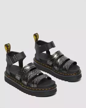 Женские сандалии Blaire Wild Croc Leather в сером цвете Dr. Martens, цвет gunmetal