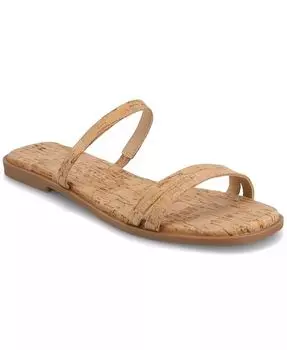 Женские сандалии Brisa Multi Strap Slip On Flat Journee Collection, коричневый/бежевый