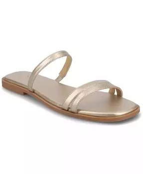 Женские сандалии Brisa Multi Strap Slip On Flat Journee Collection, коричневый/бежевый