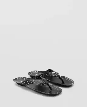 Женские сандалии Die-Cut из кожи MANGO, черный