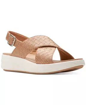 Женские сандалии Drift Sun на платформе с открытой пяткой Clarks, коричневый/бежевый