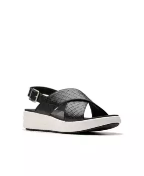 Женские сандалии Drift Sun на платформе с открытой пяткой Clarks, черный