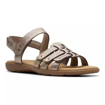 Женские сандалии Elizabelle Kay на плоской подошве Clarks, цвет taupe metallic