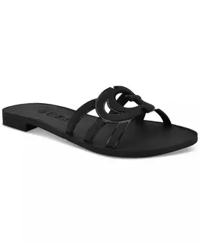 Женские сандалии Elyho Jellie Logo Cutout Flat GUESS, черный